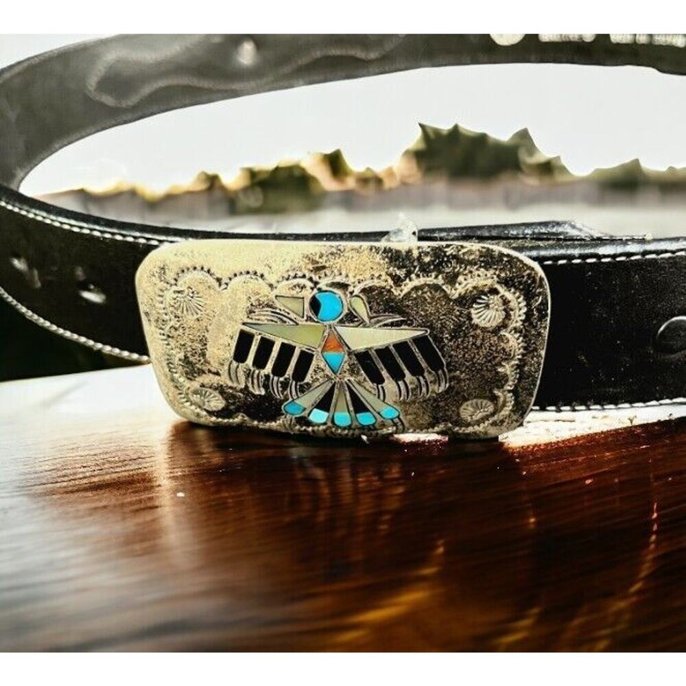 Stunning Sterling Silver Concho Belt Inlay Kachina by J Becenti Womens Size 34